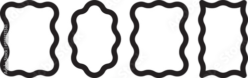 Four black wavy frames on white background border irregular
