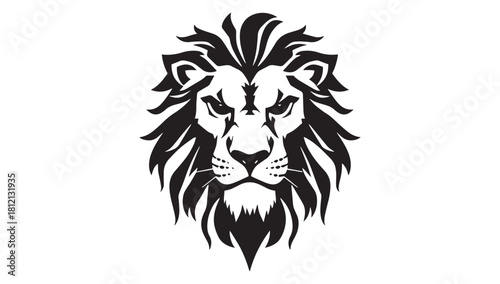 Majestic lion head emblem, strength and courage symbol for branding, fierce and modern design, a powerful animal icon, wild and regal, suitable for logos