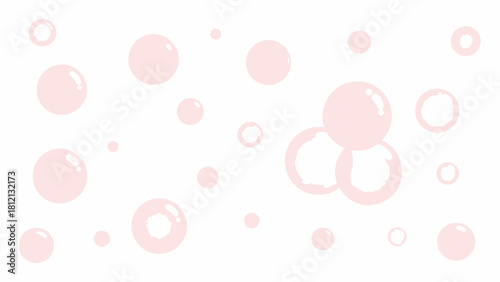 Light pink bubbles scattered on a white background
