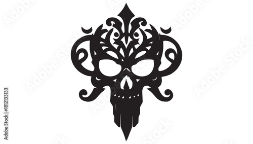 Intricate Skull Artwork for Tattoo Designs and Gothic Decor, Perfect for Halloween, edgy style, and unique design projects, with a touch of dark elegance