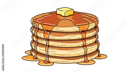 Pancakes with butter and syrup