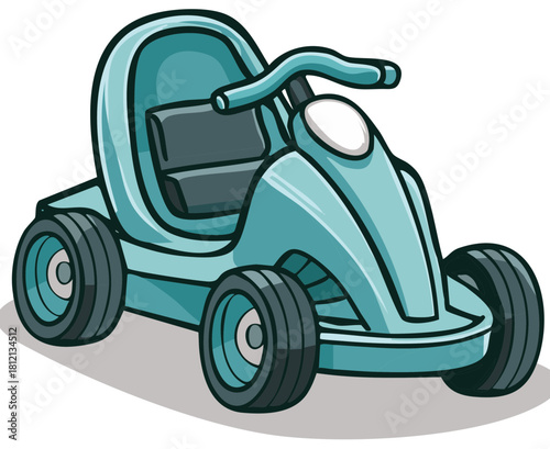 Cartoon Illustration of a Blue Go-Kart for Kids Recreation and Entertainment