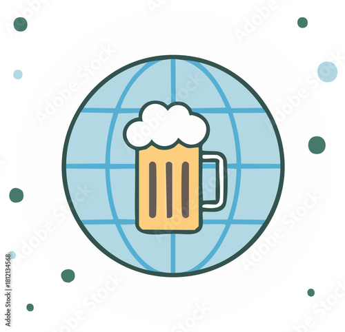 Oktoberfest around the world illustration showing beer mug inside a globe icon