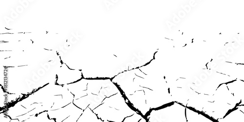 High-contrast cracked earth texture in black and white, featuring bold fractures and abstract dry-soil patterns. Perfect for backgrounds, environmental themes, drought concepts, and graphic design use