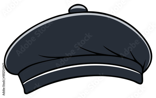 Stylized dark blue Newsboy Cap Flat Illustration Traditional men's headwear vector drawing casual fashion apparel