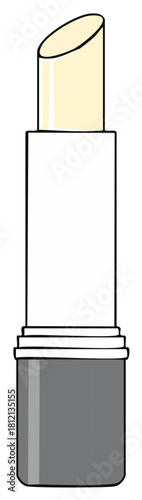 Lipstick tube with angled tip and white content, isolated illustration