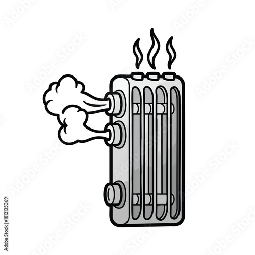 Vintage Cast Iron Radiator Emitting Heat.