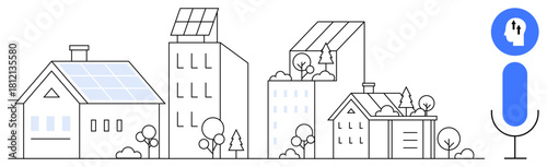 Smart city concept. Smart cities integrate sustainable energy systems thumbs up solar panels and advanced voice interaction technologies. Smart city innovation for sustainability, AI, renewable