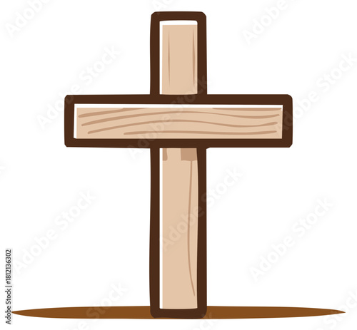 Wooden Christian Cross Vector Illustration for Religious Symbolism and Faith.