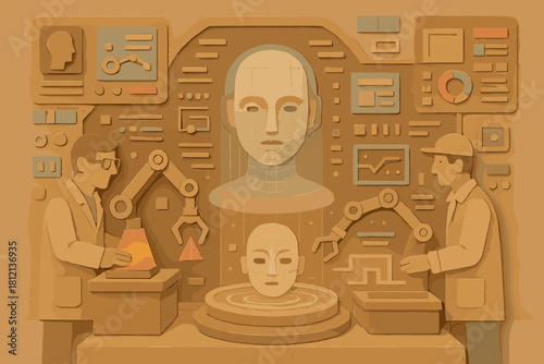 Ai lab no using style vector numbers icon text aesthetics typography futuristic