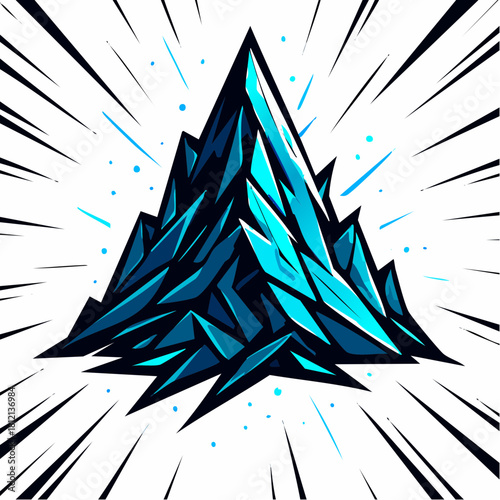 Abstract Tech-Manga Mountain Fracture Vector — Futuristic Geometric Peak Symbol with Dynamic Energy Lines (White Background)