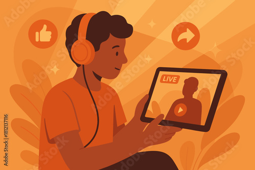 Text watching vector digital numbers light style no experience negative icon streaming