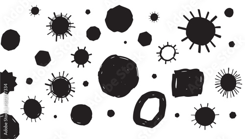 Abstract black shapes creates a modern and playful design element, perfect for adding a touch of creativity to your next project or background design