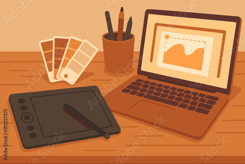 Setup vector glowing icon full creative any desk no marks letters labels