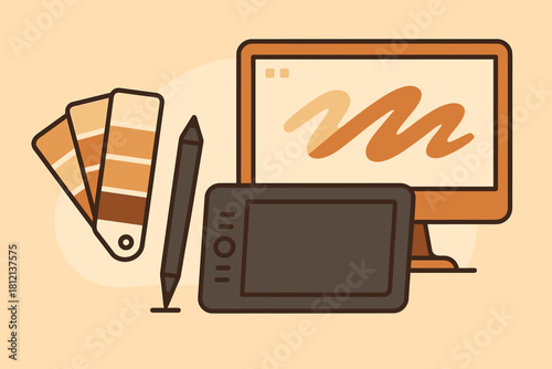 Icon digital art no labels tools characters letters vector balanced negative modern