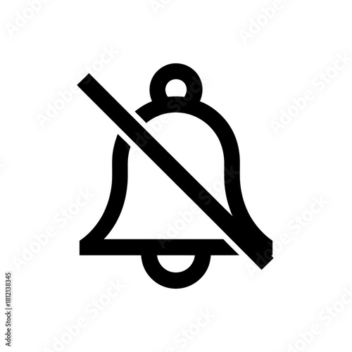 Mute bell notification icon for silent mode, disabled alerts.