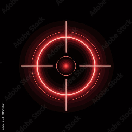 Red glowing target crosshair symbol for precision and accurate aim