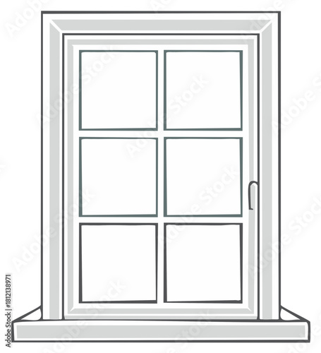 Classic Window Pane Design with Simple Frame and Sill