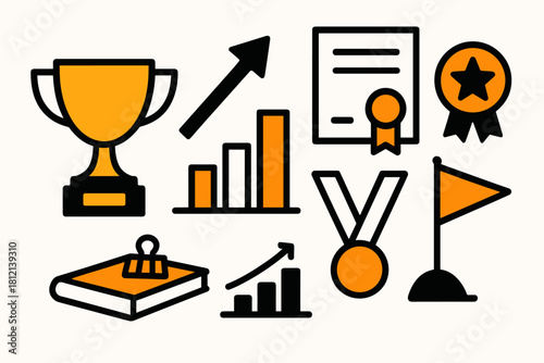 Shapes vector personal trophy certificate icons progress icon goal clean achievements achievement