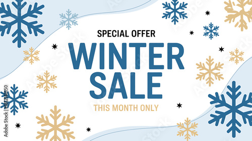 Winter sale special offer banner design with winter snowflakes