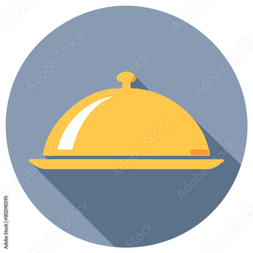 Restaurant cloche cover serving dish flat icon meal catering foodservice vector