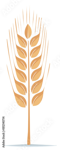 Stylized Wheat Ear Isolated Illustration for Agriculture and Food.