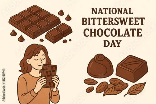 National Bittersweet Chocolate Day Illustration Set