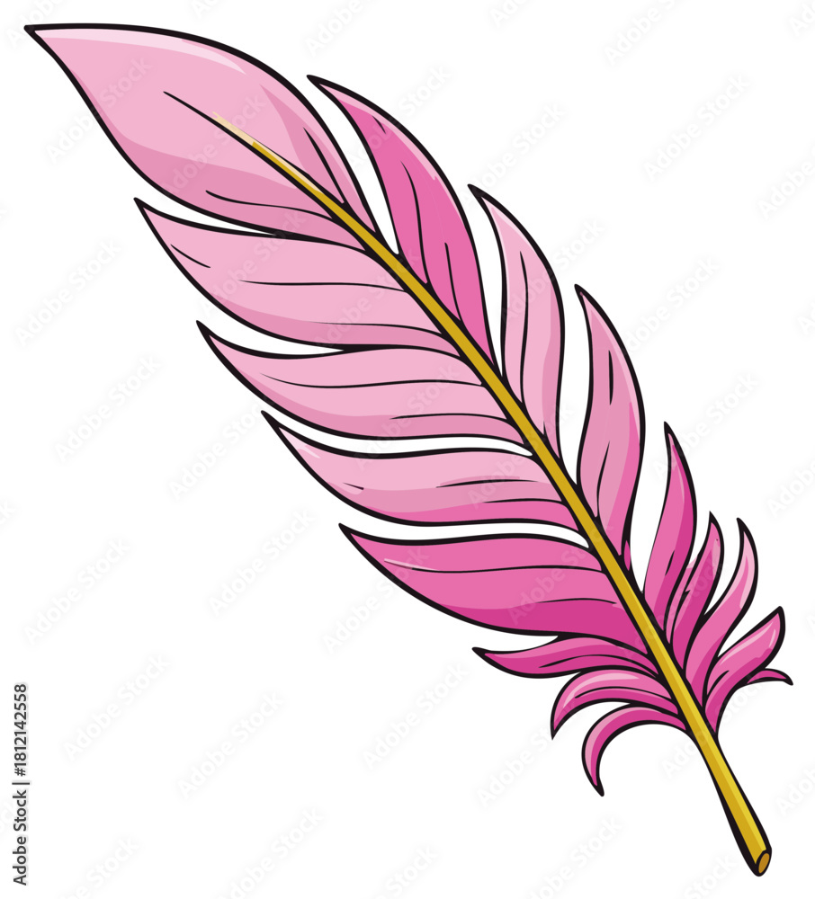 Fototapeta premium Elegant Pink Feather Illustration Detailed Plume Graphic Design Element