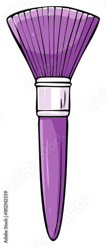 Isolated Purple Fan Makeup Brush Cartoon Illustration Cosmetic Tool