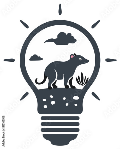 Illustration of animal inside a light bulb representing a creative idea