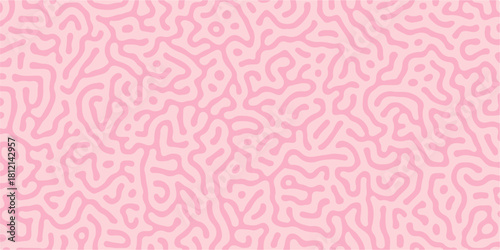 Pink seamless vector pattern with hearts, floral curves, and line art for textile decoration and wallpaper design. tile, wave, color, purple, decor, leaf. Seamless vector art of tiger and leopard skin