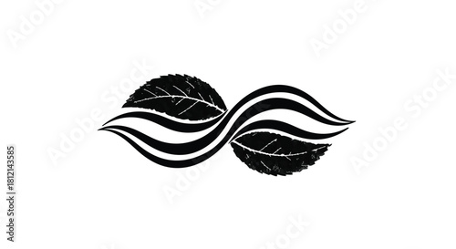 Elegant symmetrical design with stylized leaves and flowing lines, suggesting nature and harmony.