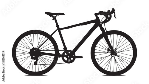 Sleek black gravel bike ready for adventure, perfect for fitness, commuting, or off-road trails, promoting an active lifestyle with modern design