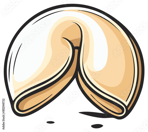 Simple classic fortune cookie illustration representing future good luck and Asian culinary traditions