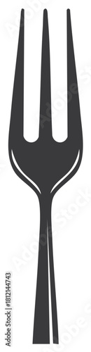 Simple dark gray three pronged fork icon representing dining kitchenware and restaurant cutlery