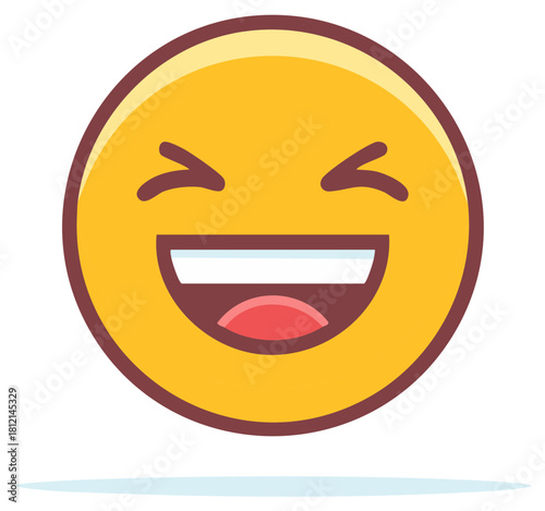 Happy laughing emoji with closed eyes and open mouth showing immense joy