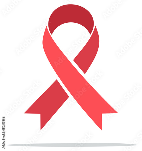 Red Ribbon Symbol for Awareness and Support in Healthcare, Disease Prevention Campaign
