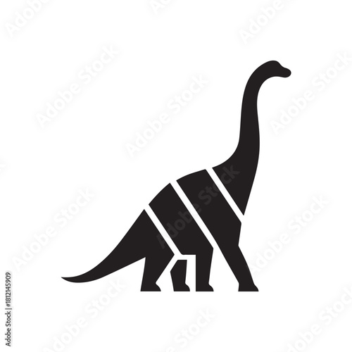 Geometric Sauropod Silhouette – Abstract Dinosaur Vector for Paleontology, Education, and Modern Design