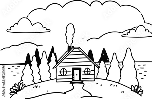 winter landscape with houses