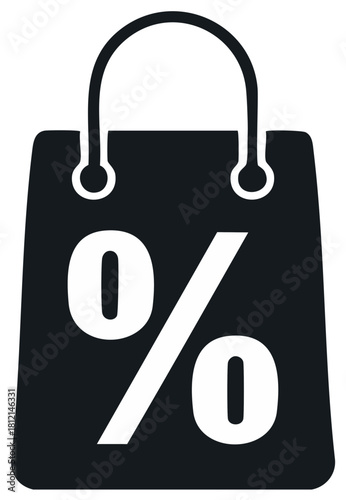 Sale Bag with Percent Sign for Savings and Shopping Discounts