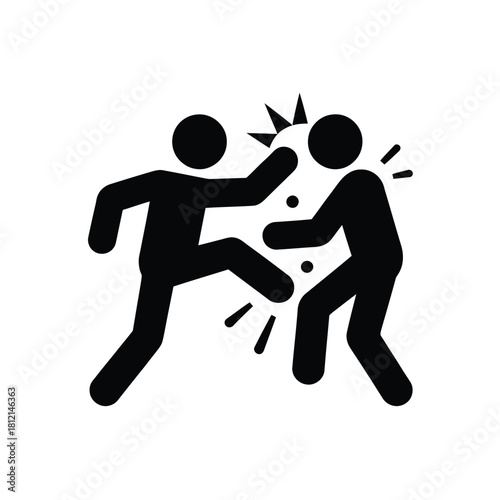 Two figures fighting with kicks and punches