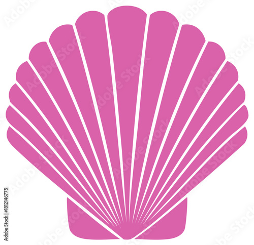 Stylized Pink Scallop Shell Graphic Design for Ocean and Summer Themes