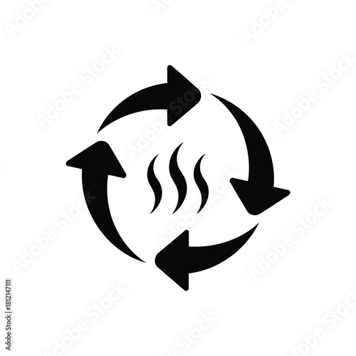 Recycling symbol with steam for heat or energy