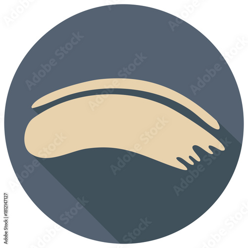 Simple eyebrow stylized vector icon in soft palette with shadow; beauty concept representing eyebrow shaping
