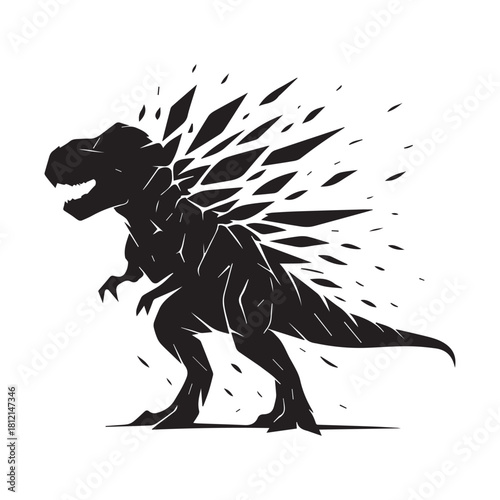  Tyrannosaurus Rex Silhouette with Shard Effect – Abstract Dinosaur Vector for Paleontology, Art, and Design