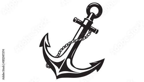 Bold anchor with chain design evokes nautical strength and maritime adventures, perfect for branding, tattoos, or decorative projects showing seafaring spirit.