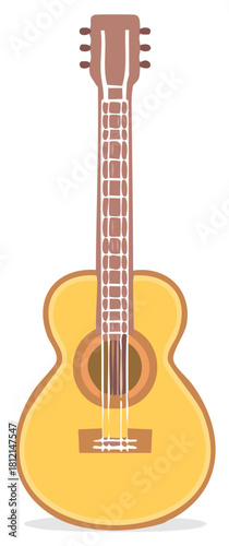 Classic acoustic guitar illustration, string instrument, simple style, isolated music element