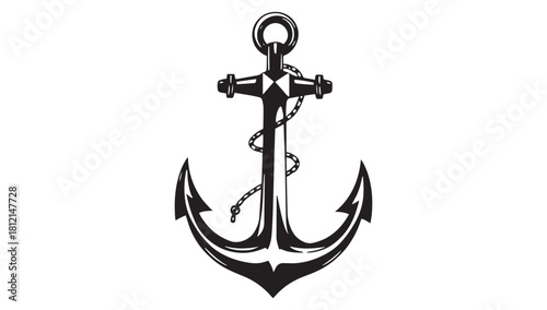 Classic black anchor with rope, perfect for nautical themes, tattoos, and coastal designs, evoking adventure, stability, and maritime heritage beautifully