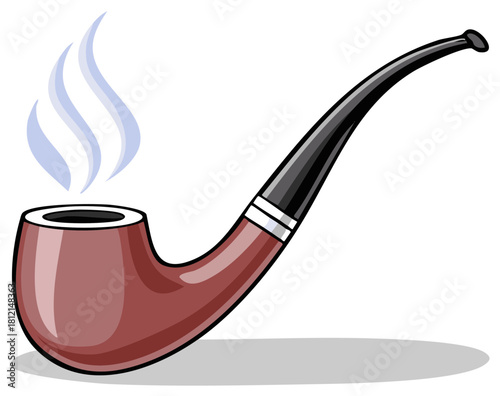 Classic smoking pipe emitting gentle blue wisps of smoke