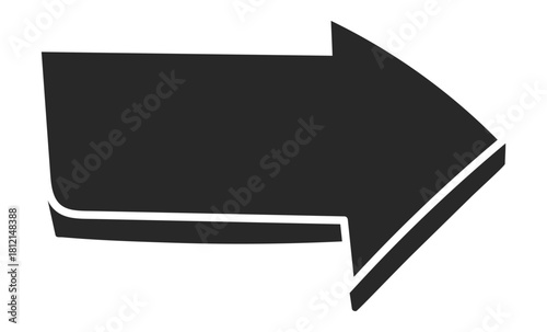 A solid dark gray three dimensional arrow points to the right The design is minimalist and clean perfect for navigation or direction